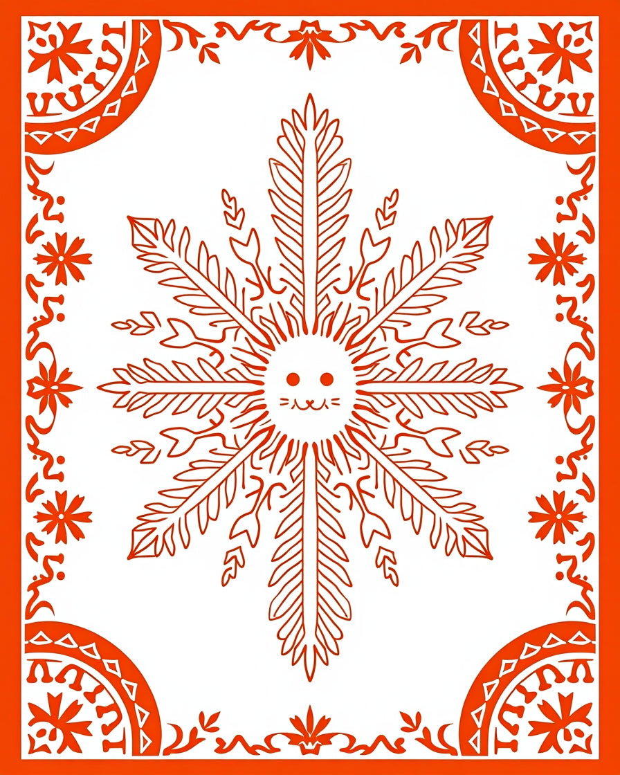 Whimsical Orange Sunburst Mandala Rug