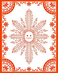Whimsical Orange Sunburst Mandala Rug