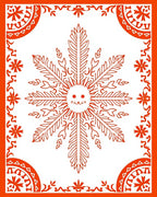Whimsical Orange Sunburst Mandala Rug