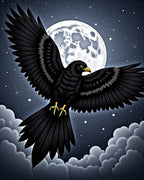 Night Black Bird Moon Sky Rug