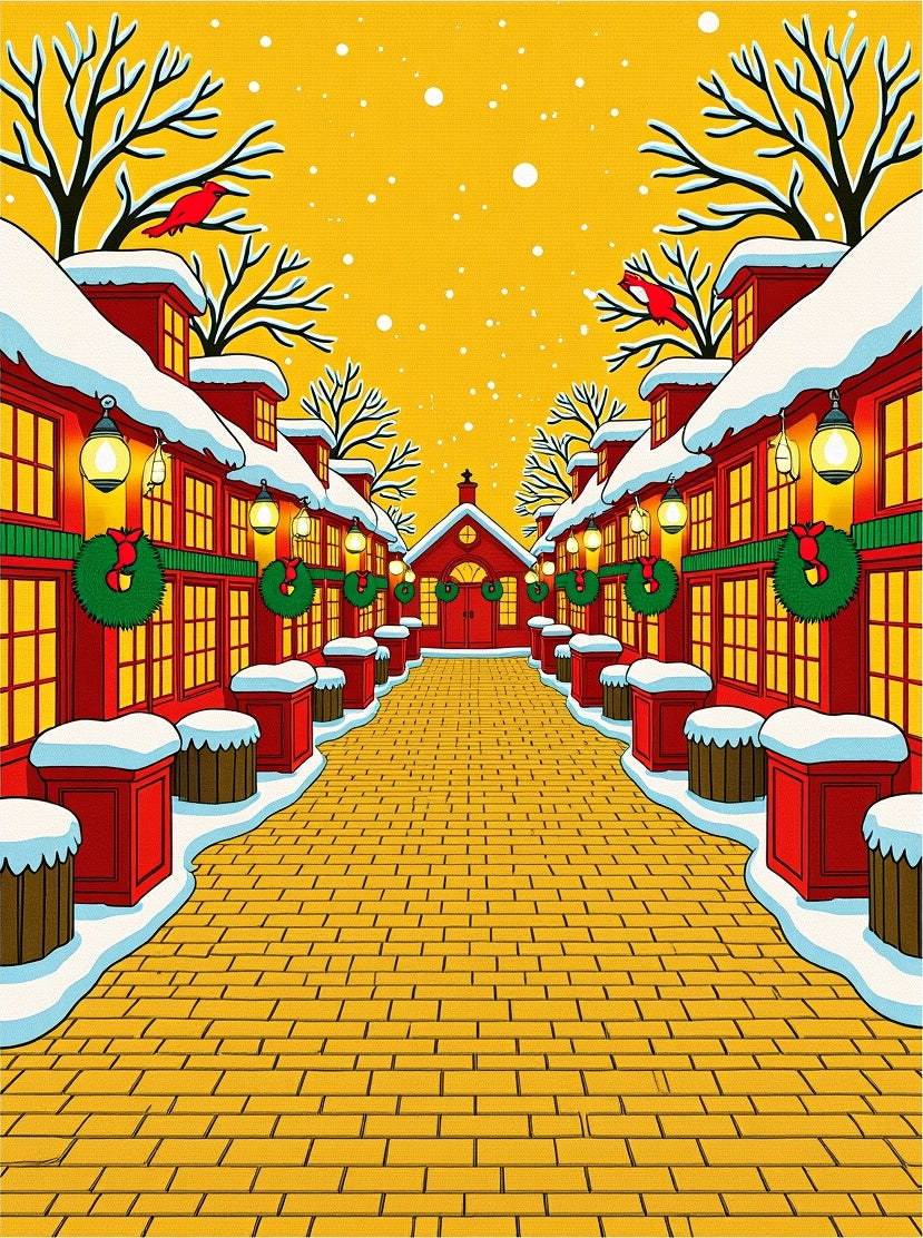 Winter Village Red Cardinal Snowfall Rug