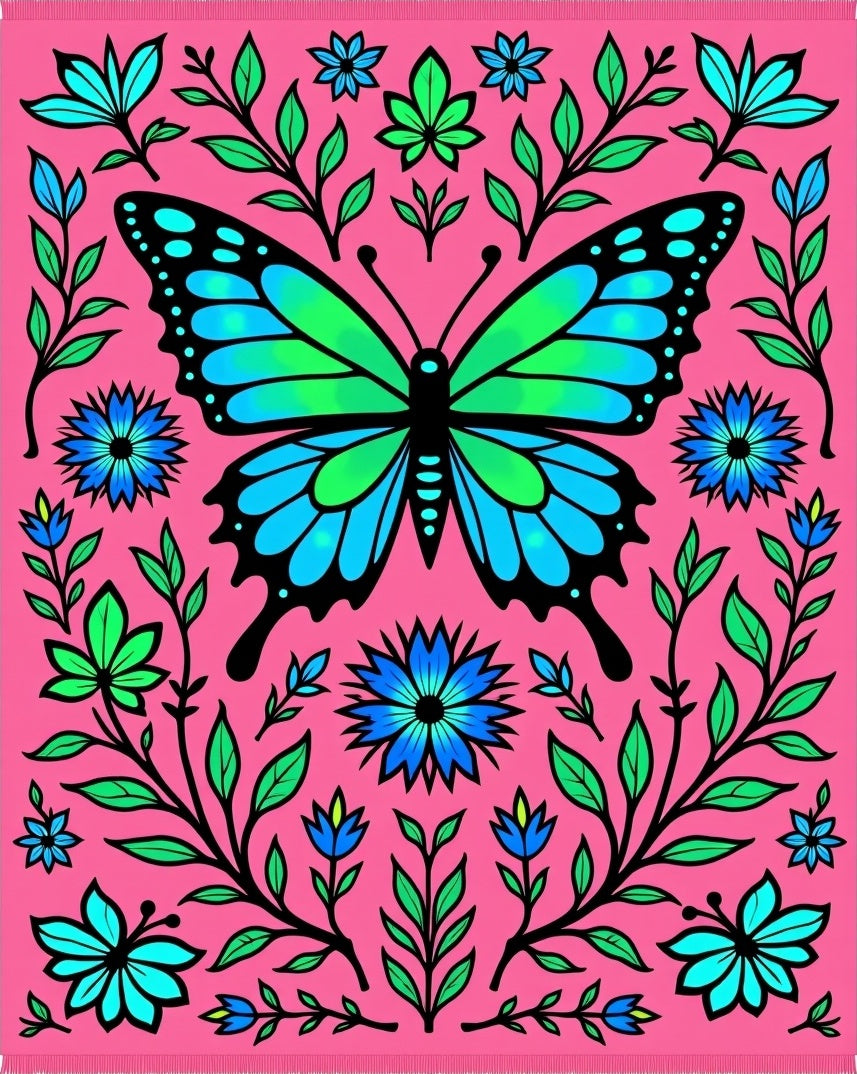 Whimsical Butterfly Garden Pink Rug