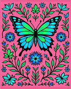 Whimsical Butterfly Garden Pink Rug