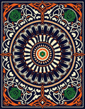 Navy Orange Green Floral Mandala Rug