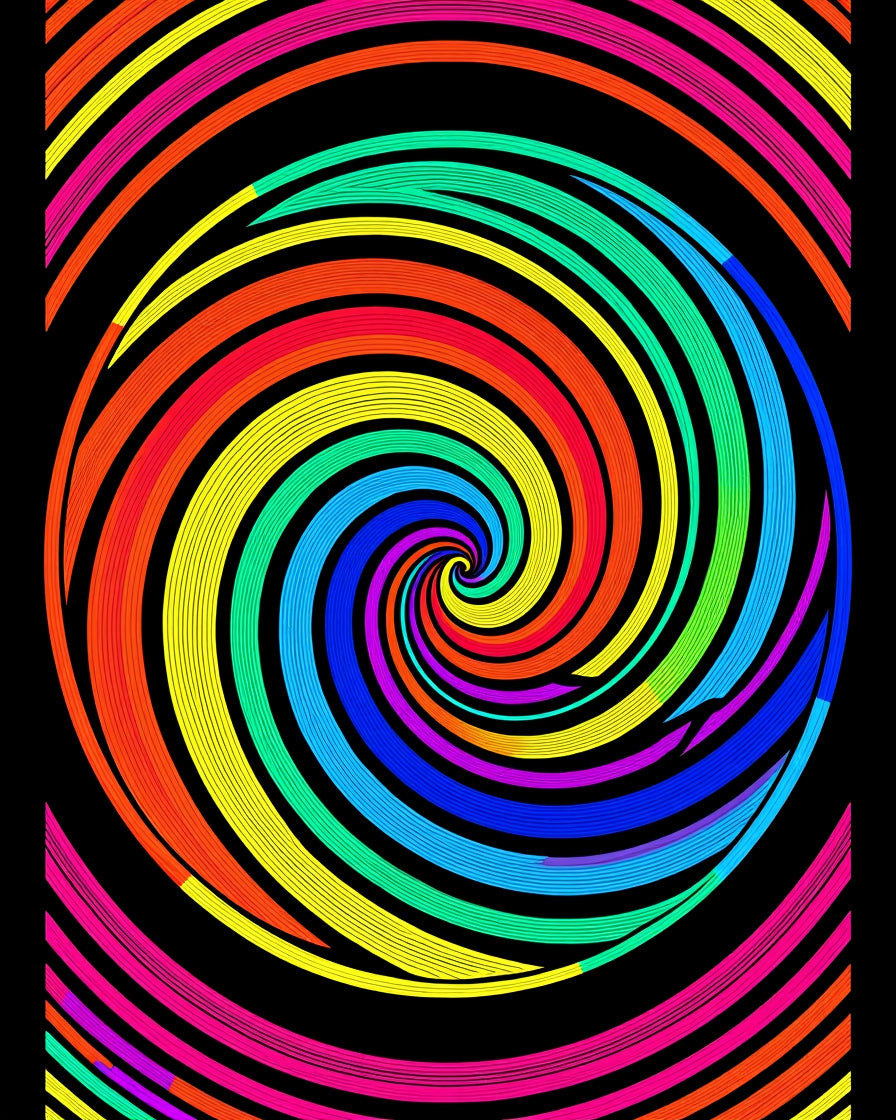 Vibrant Swirl Rainbow Optical Illusion Rug