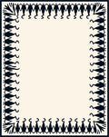 Dark Navy Folk Art Border Rug