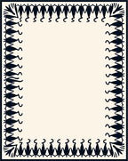 Dark Navy Folk Art Border Rug