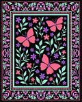 Whimsical Pink Butterfly Floral Art Rug