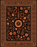 Black Orange Botanical Garden Medallion Rug
