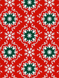 Red White Green Snowflake Medallion Rug