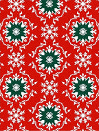 Red White Green Snowflake Medallion Rug