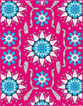 Fuchsia Blue Starburst Floral Medallion Rug