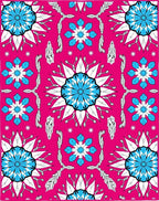 Fuchsia Blue Starburst Floral Medallion Rug