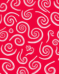 Crimson White Abstract Swirl Scroll Rug