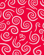 Crimson White Abstract Swirl Scroll Rug