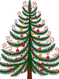 Green Fir Tree Red Gold Ornaments Rug