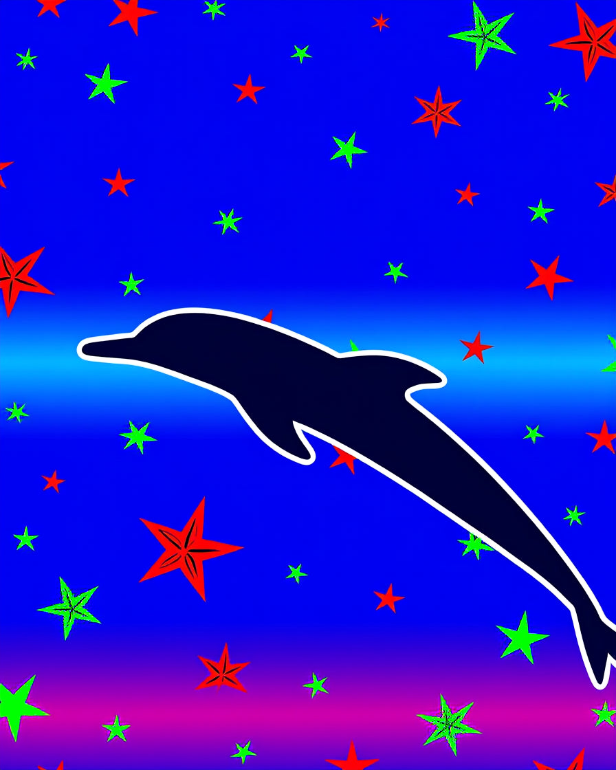 Dolphin Stars Gradient Background Rug
