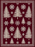 Deep Red Pinecone Snowflake Border Rug