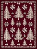 Deep Red Pinecone Snowflake Border Rug