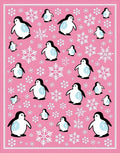 Pink Penguin Snowflake Scene Rug