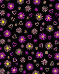 Pink Yellow Heart Flower Doodle Rug