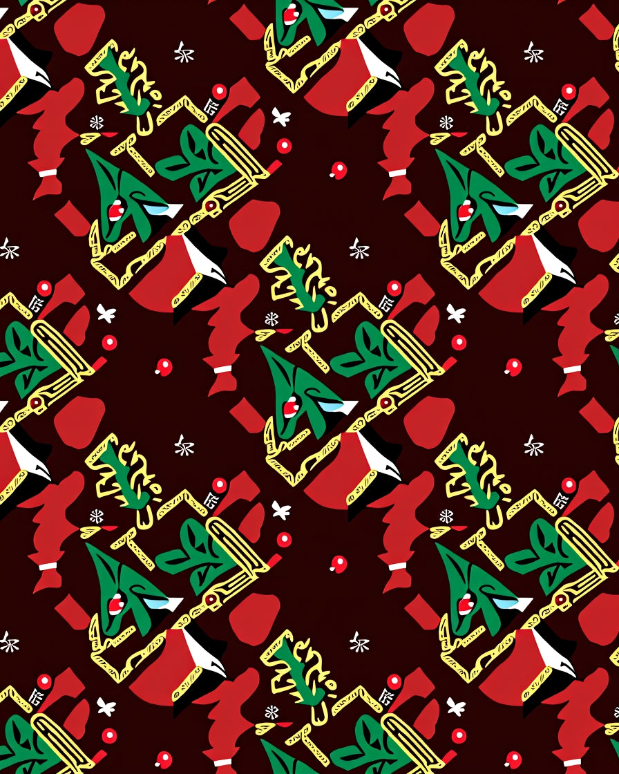 Abstract Red Green Chain Elements Rug