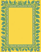 Golden Yellow Green Leaf Border Rug