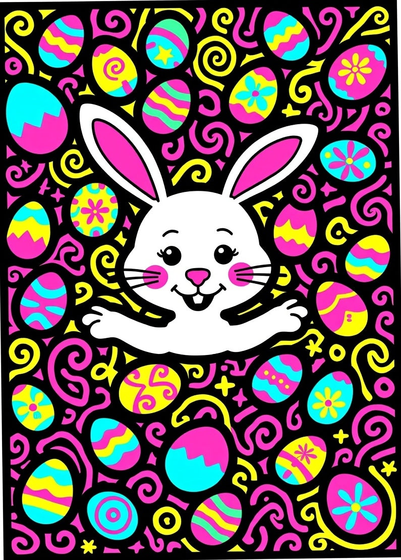 Whimsical Easter Eggs Bunny Spiral Rug
