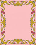 Golden Pink Floral Frame Accent Rug
