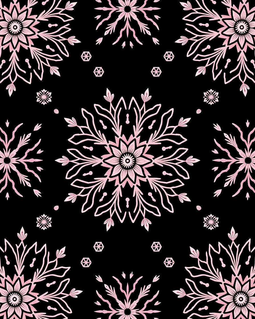 Pink Snowflake Mandala Burst Rug