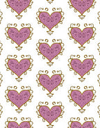 Ornate Lavender Heart Scroll Rug