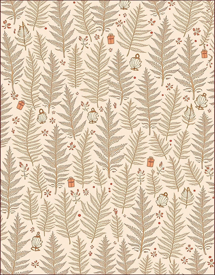 Earthy Tan Fern Botanical Repeat Rug