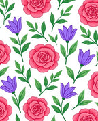 Pink Rose Purple Tulip Garden Rug
