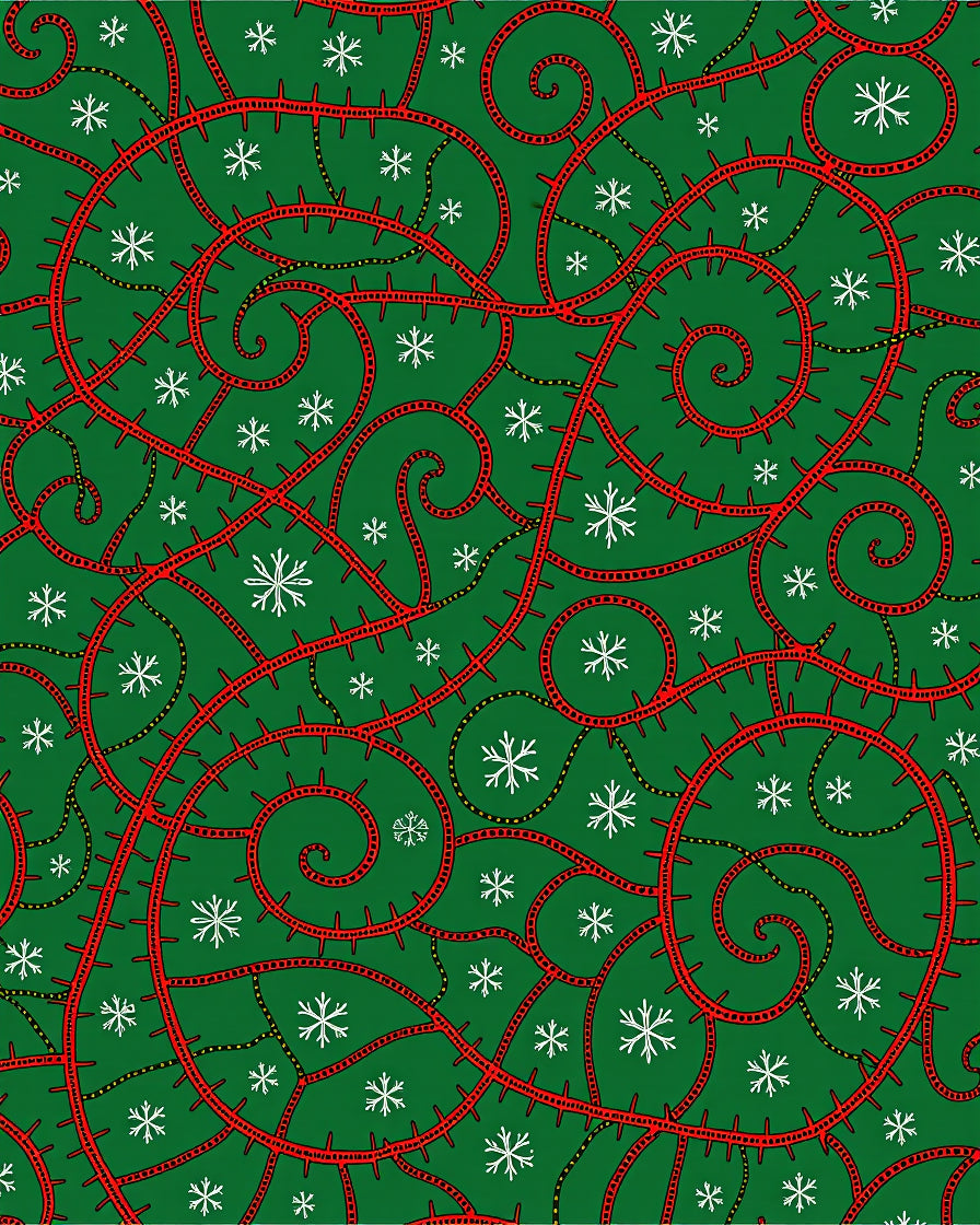 Christmas Vine Snowflake Swirl Green Rug