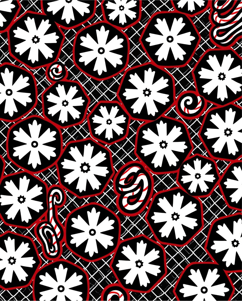 Bold Red Floral Art Deco Rug