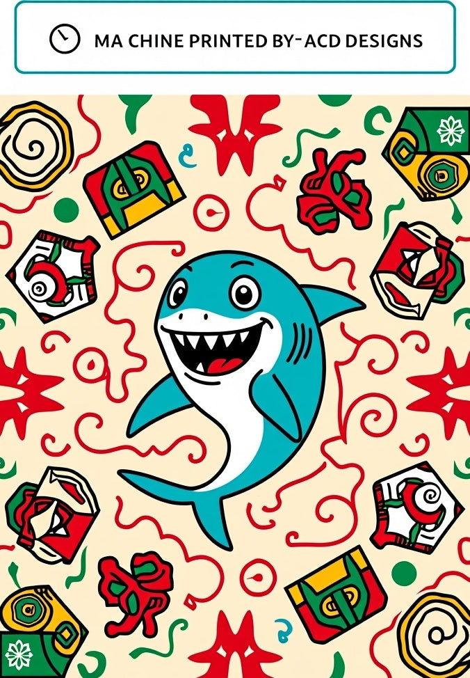 Playful Blue Shark Whimsical Elements Rug