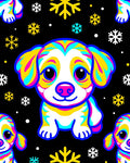 Cute Puppy Rainbow Snowflakes Rug