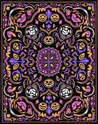 Spooky Skulls Pumpkin Mandala Medallion Rug