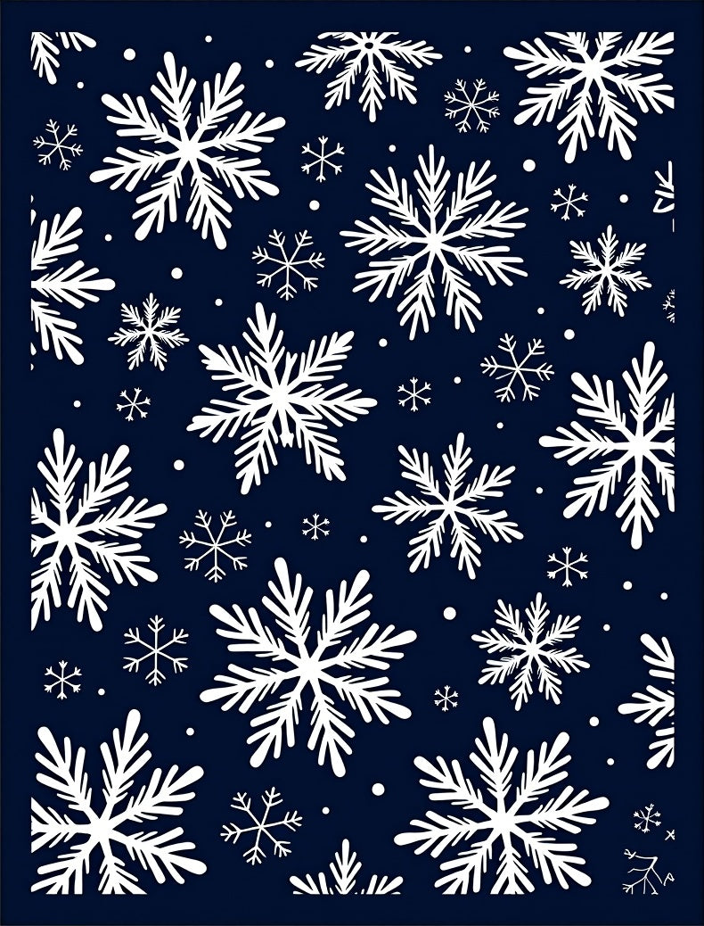 White Snowflakes on Navy Background Rug