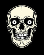 Cream Skull Face Illustration Rug