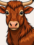 Rich Brown Longhorn Cow Portrait Rug