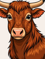 Rich Brown Longhorn Cow Portrait Rug