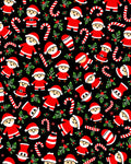 Festive Santa Candy Cane Holly Black Rug