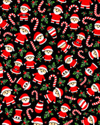 Festive Santa Candy Cane Holly Black Rug