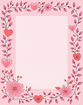 Pink Hearts Floral Vine Border Rug