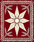 Crimson Cream Eight Petal Star Rug