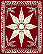 Crimson Cream Eight Petal Star Rug