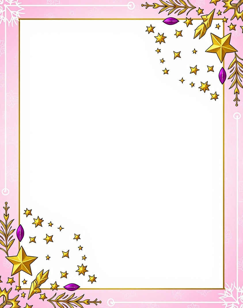 Golden Star Cluster Pink Festive Frame Rug