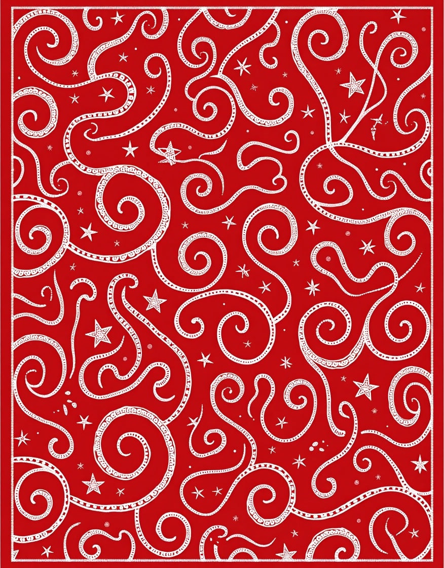 Crimson Swirl Starburst Contemporary Rug