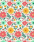 Coral Mint Yellow Daisy Garden Rug